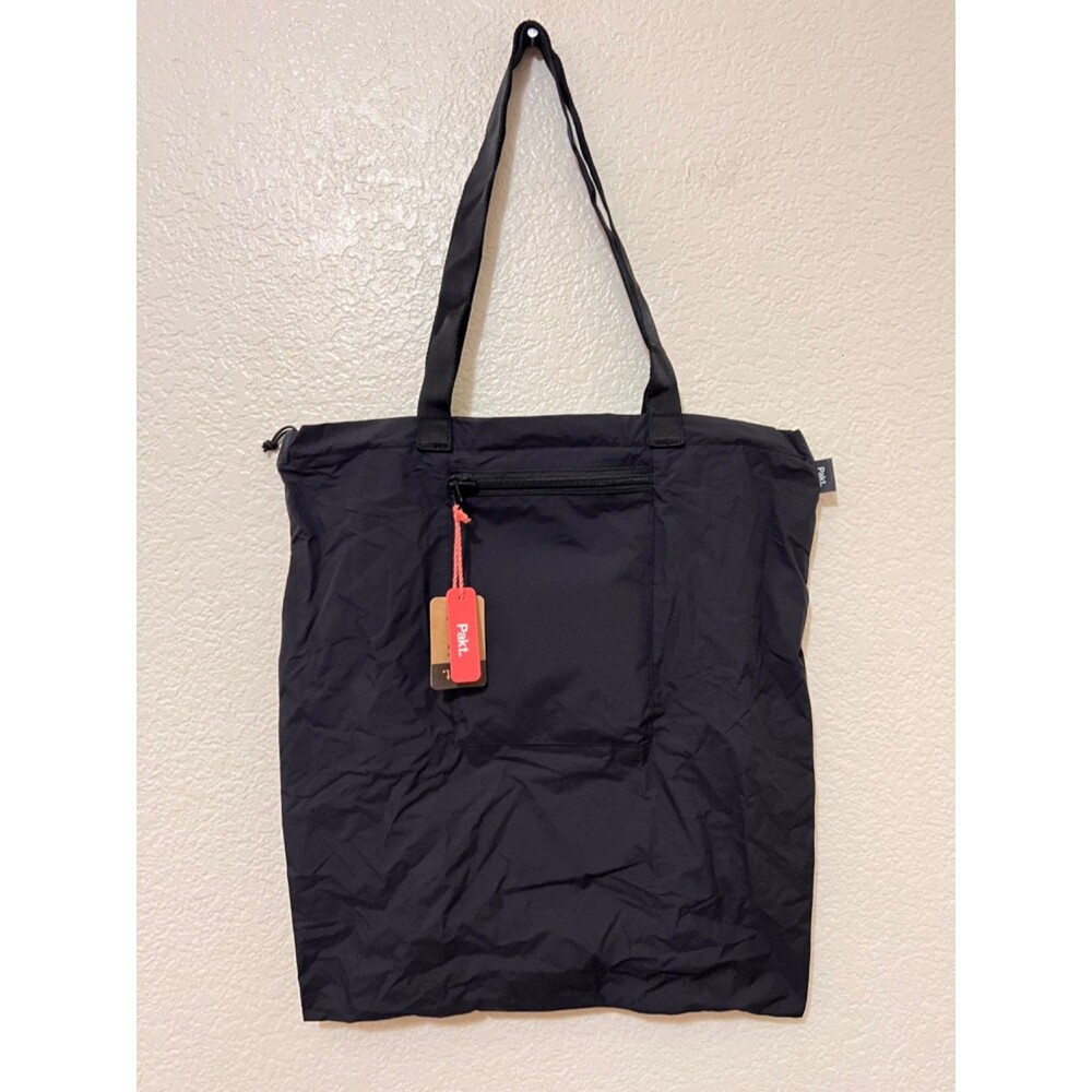 NWT PAKT Black Packable Tote Bag Lightweight Unstructured Travel Carry All 15x17